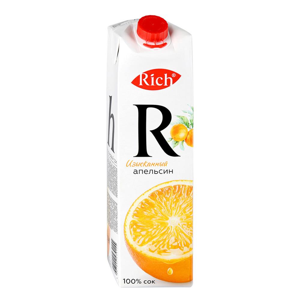 Сок апельсиновый 1л х12шт Тетра пак Rich® Россия (КОД 33209) (+18°С)