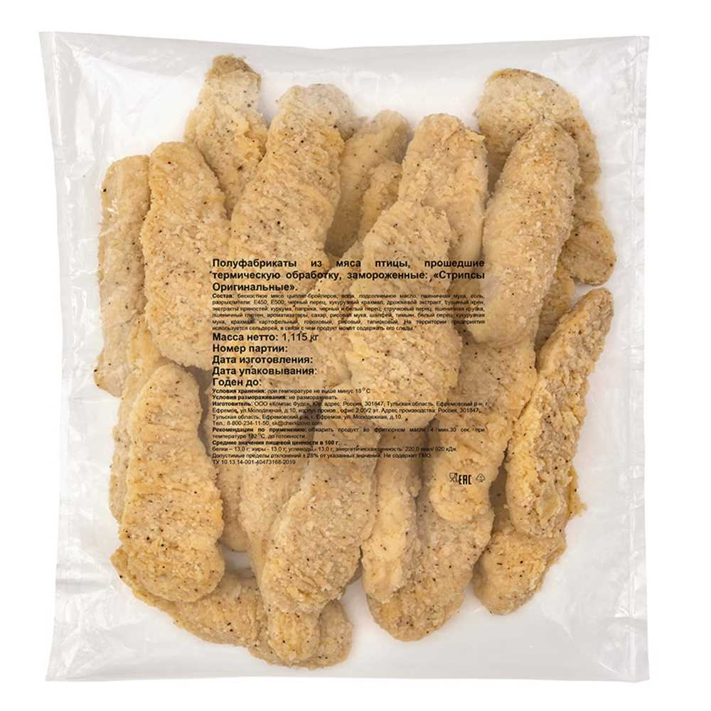 Куриные стрипсы Оригинальные 32-55гр 1,115кг/пакет Compass Foods™  (1010715280) (КОД 57559) (-18°С)